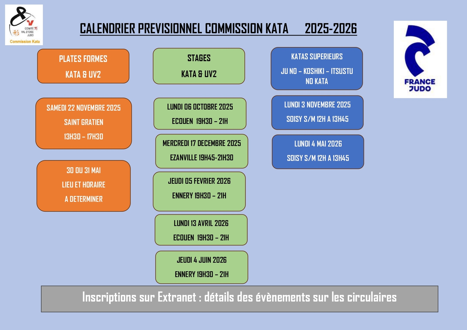 Calendrier Commission kata et kata sportif