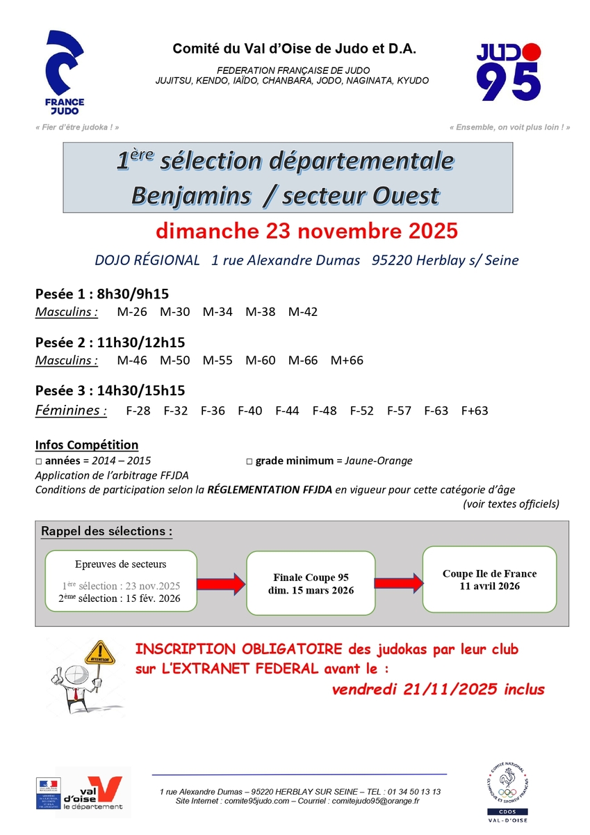 Sélection 1 benjamins : Secteur ouest