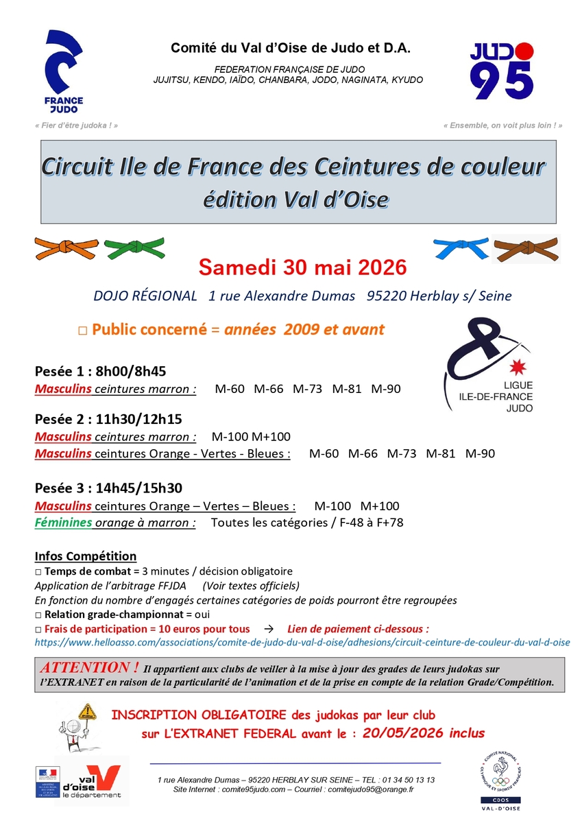 Circuit île-de-France des ceintures de couleur édition Val d'Oise